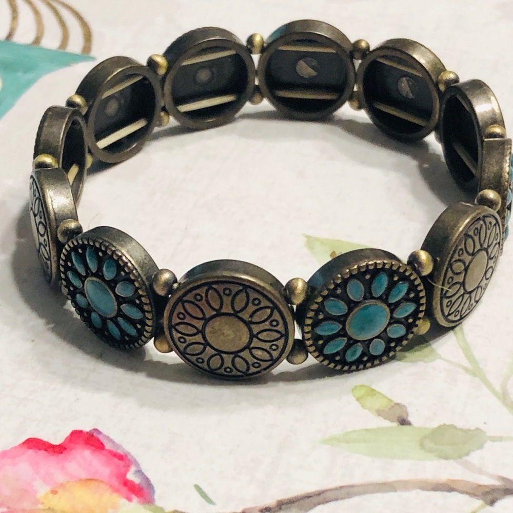 Boho Western Inspired Metal Medallion Bracelet